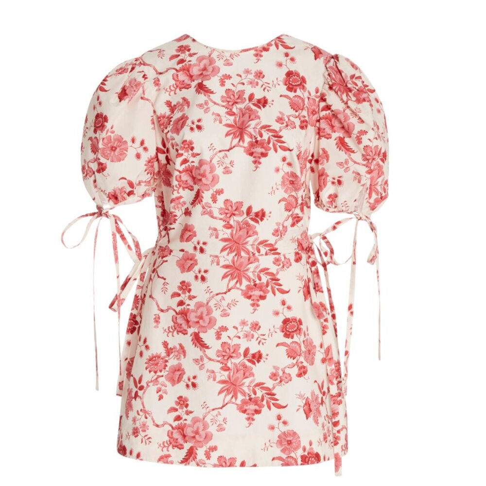 The Vampire's Wife Wrapsody Printed Crepe Dress - Pink/White (Size 6)